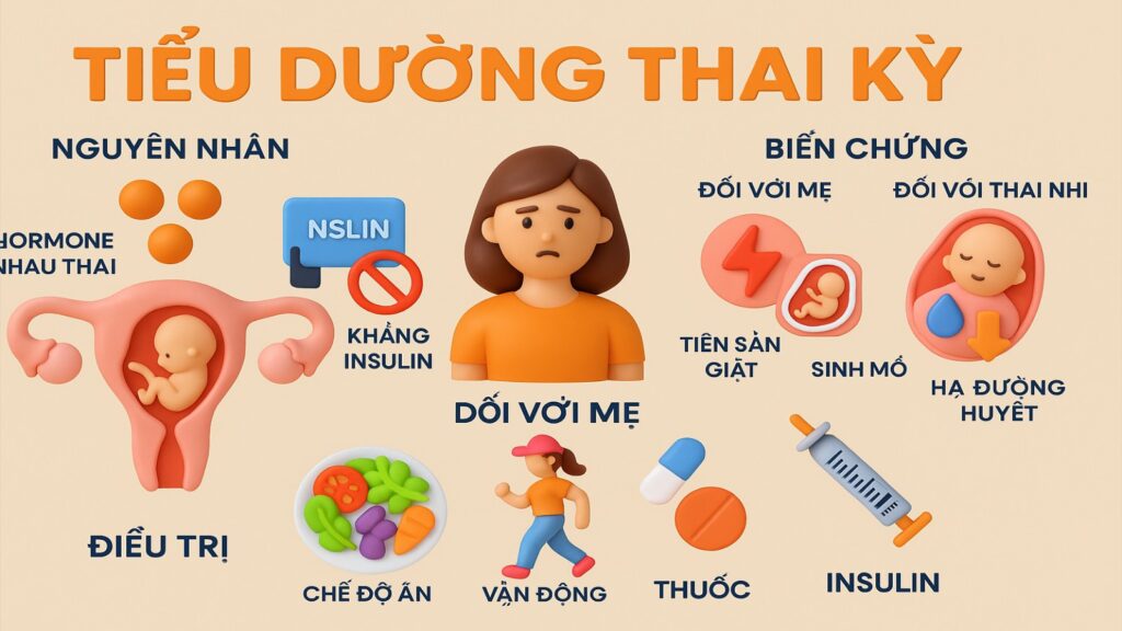 Hình minh họa về tiểu đường thai kỳ và điều trị.
