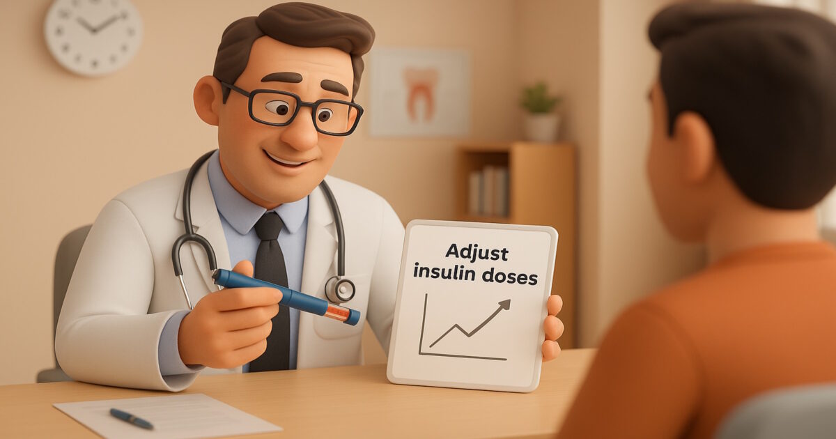 Bác sĩ tư vấn điều chỉnh liều insulin cho bệnh nhân.