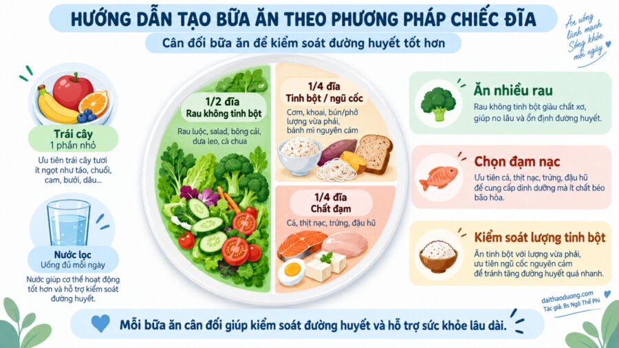 Cách chia đĩa thức ăn cho người tiểu đường
