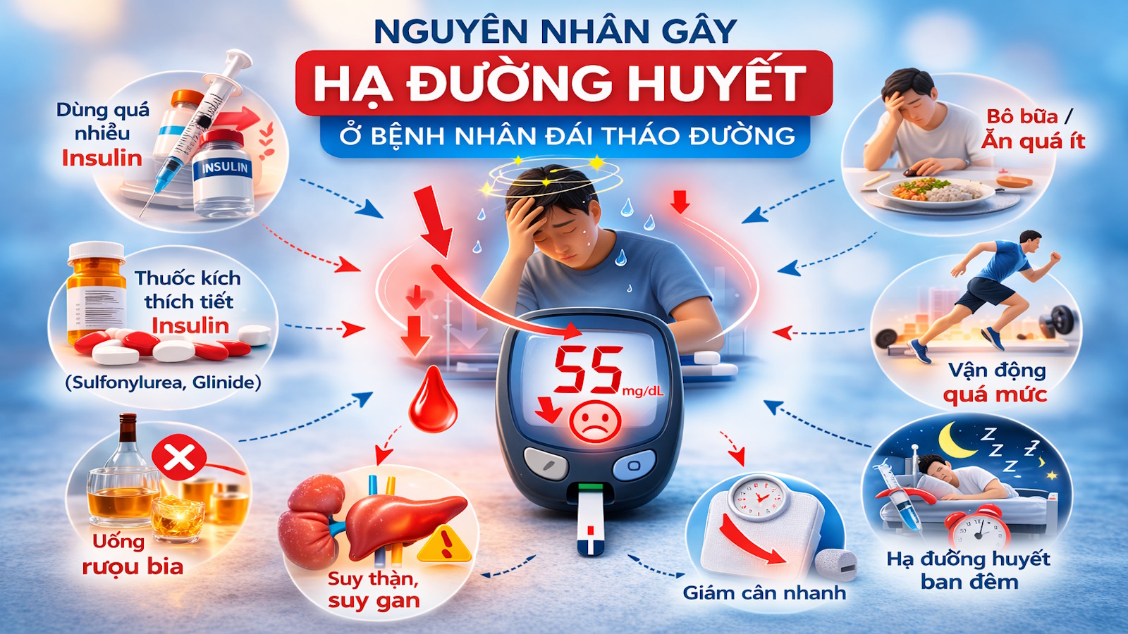 Nguyên nhân gây hạ đường huyết trên bệnh nhân đái tháo đường