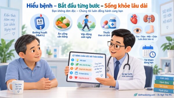 Bác sĩ đang tư vấn cho bệnh nhân mới bị tiểu đường