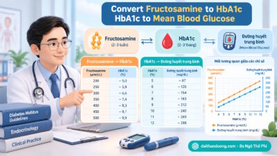 Chuyển đổi Fructosamine sang HbA1c, từ HbA1c sang đường huyết trung bình. Đổi đơn vị Glucose máu