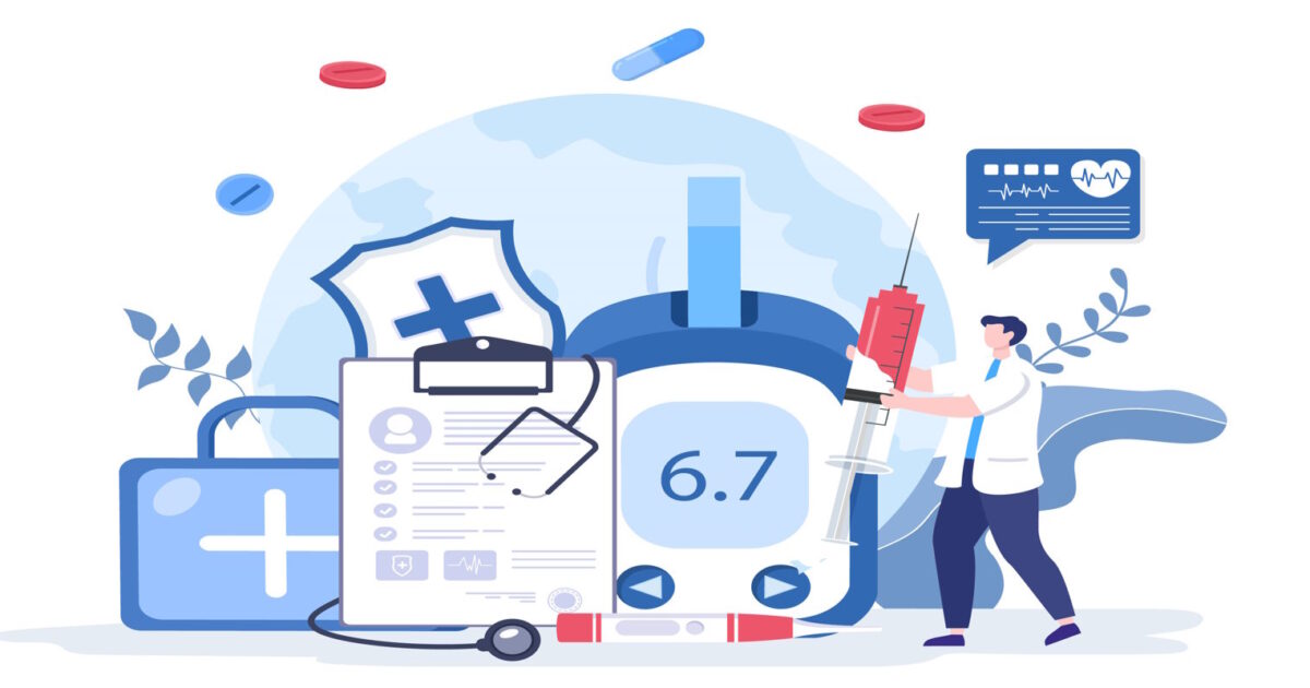 Minh họa bác sĩ điều trị bệnh tiểu đường.