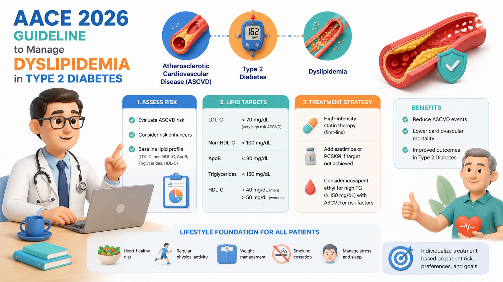 Hướng dẫn điều trị Rối loạn mỡ máu trên bệnh nhân đái tháo đường type 2 theo AACE 2026