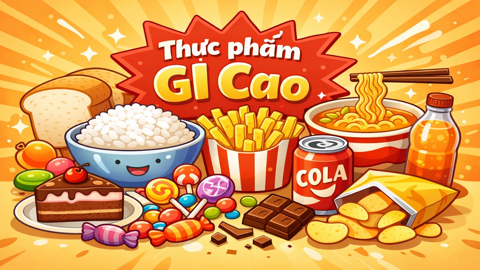 Thực phẩm có GI cao, làm tăng đường huyết