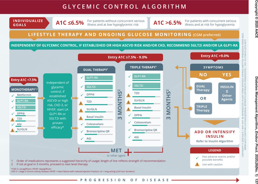 Guidelines điều trị tiểu đường của AACE: Hướng dẫn phối hợp thuốc