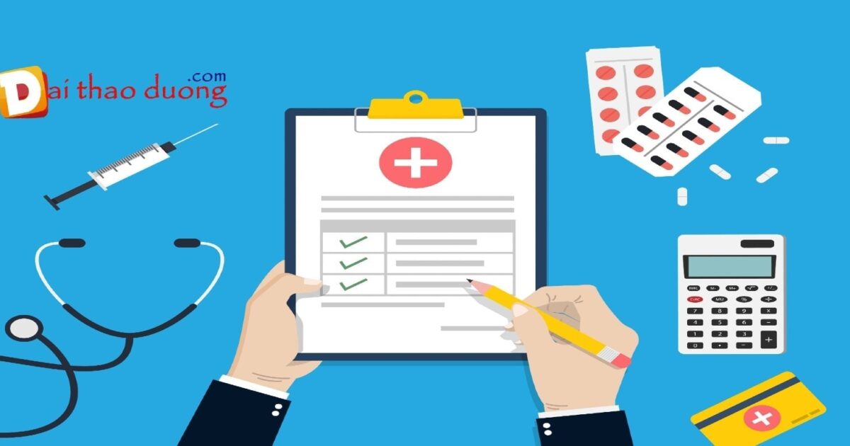 Hình ảnh công cụ y tế và bảng kiểm tra sức khỏe.