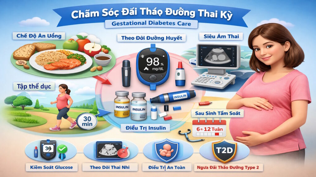 Điều trị đái tháo đường thai kỳ đòi hỏi phối hợp rất nhiều lĩnh vực.
