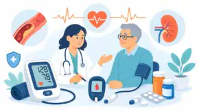 Bác sĩ tư vấn bệnh nhân đo huyết áp