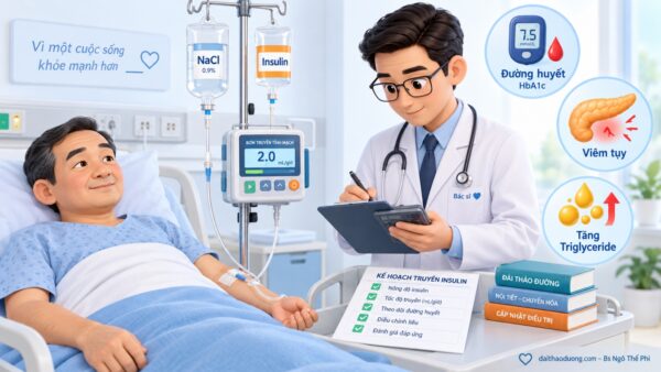 Truyền insulin trong bệnh viện. Tính liều truyền insulin tĩnh mạch mỗi giờ.