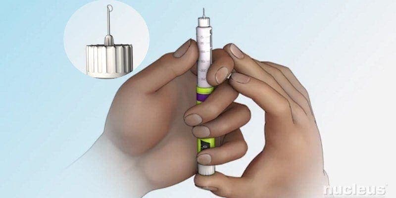 Hướng dẫn sử dụng bút tiêm insulin: Đuổi khí trong bút tiêm