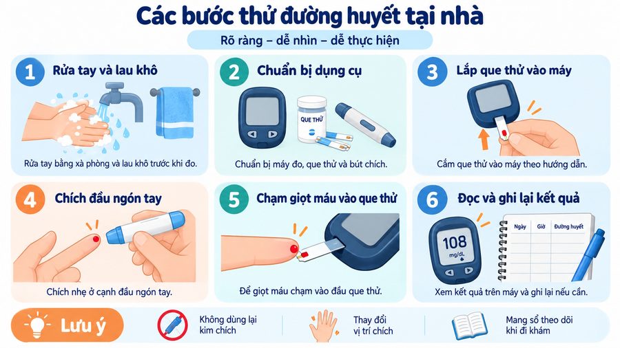 Các bước đo đường huyết tại nhà