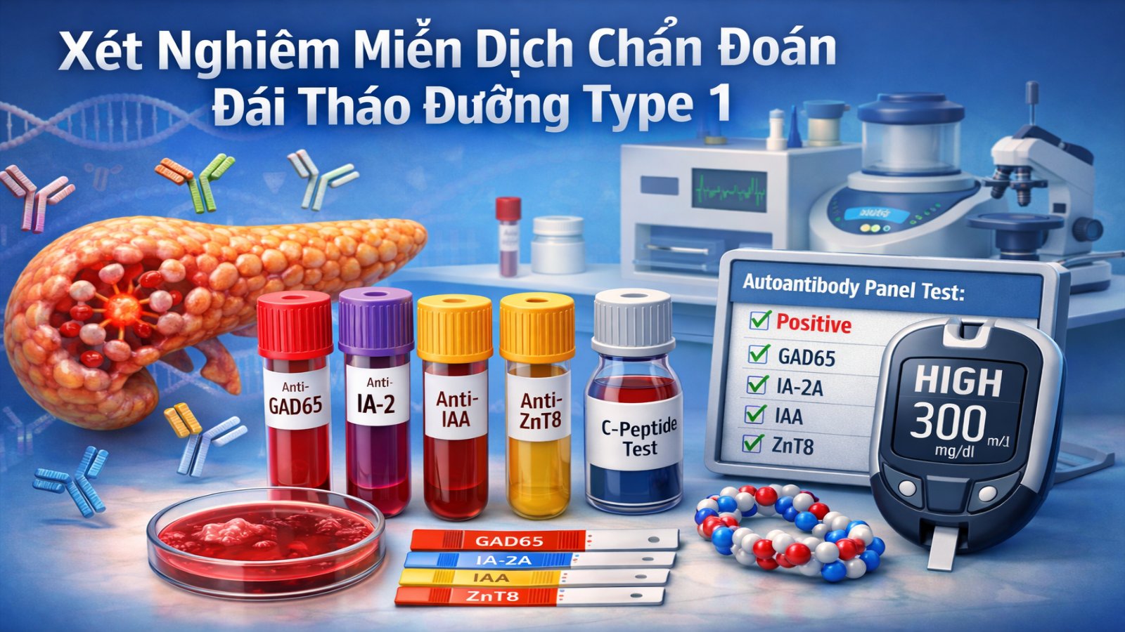 Xét nghiệm chẩn đoán đái tháo đường type 1.