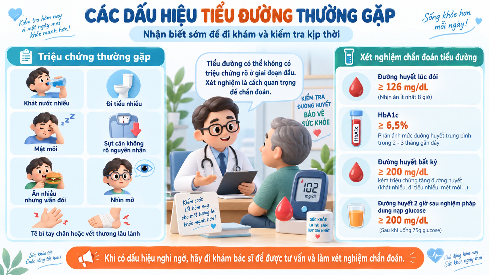Các dấu hiệu thường gặp của tiểu đường