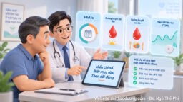 Bác sĩ giải thích cho bệnh nhân về HbA1c, đường huyết mục tiêu trong điều trị tiểu đường