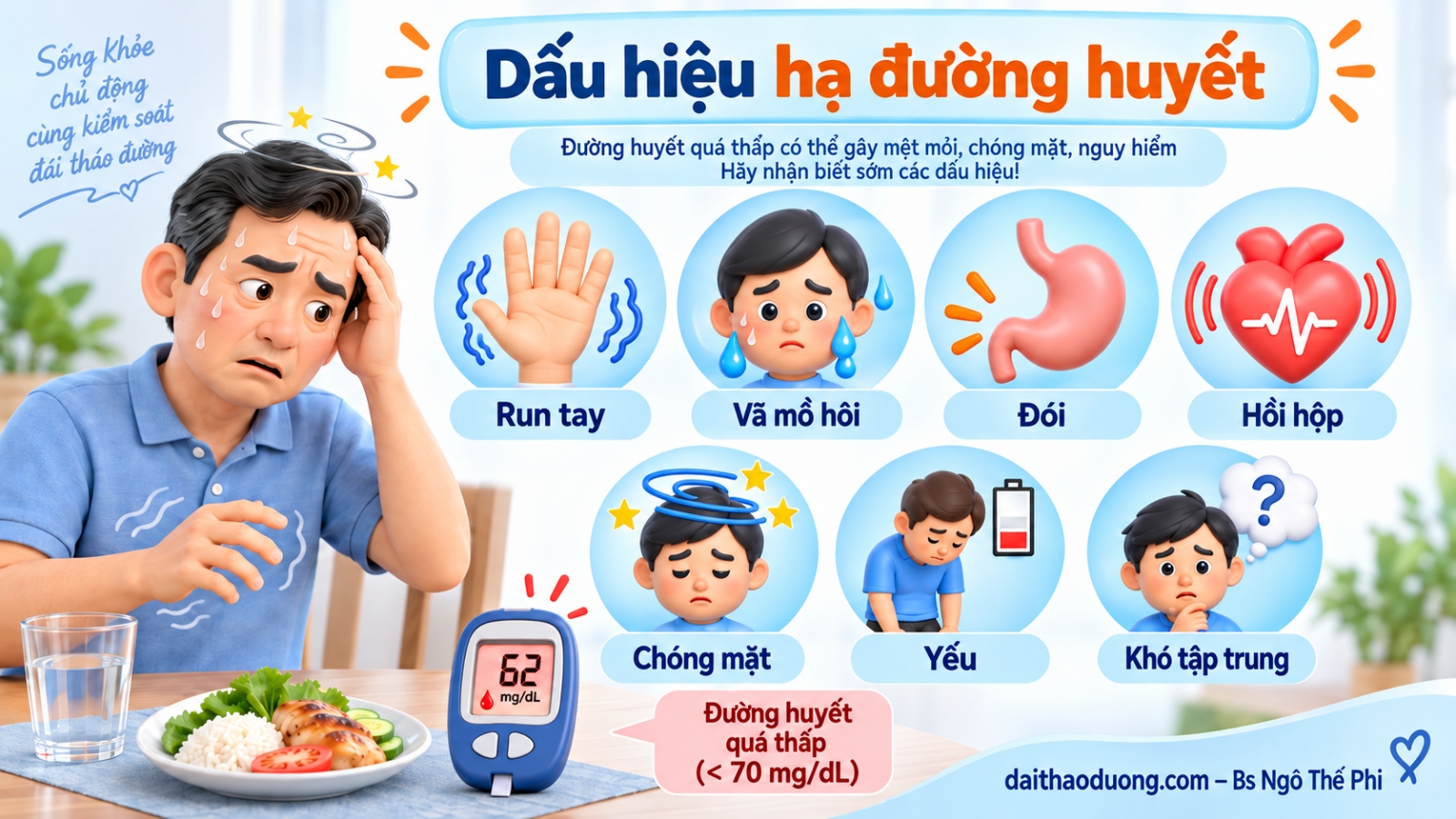 Các triệu chứng hạ đường huyết thường gặp