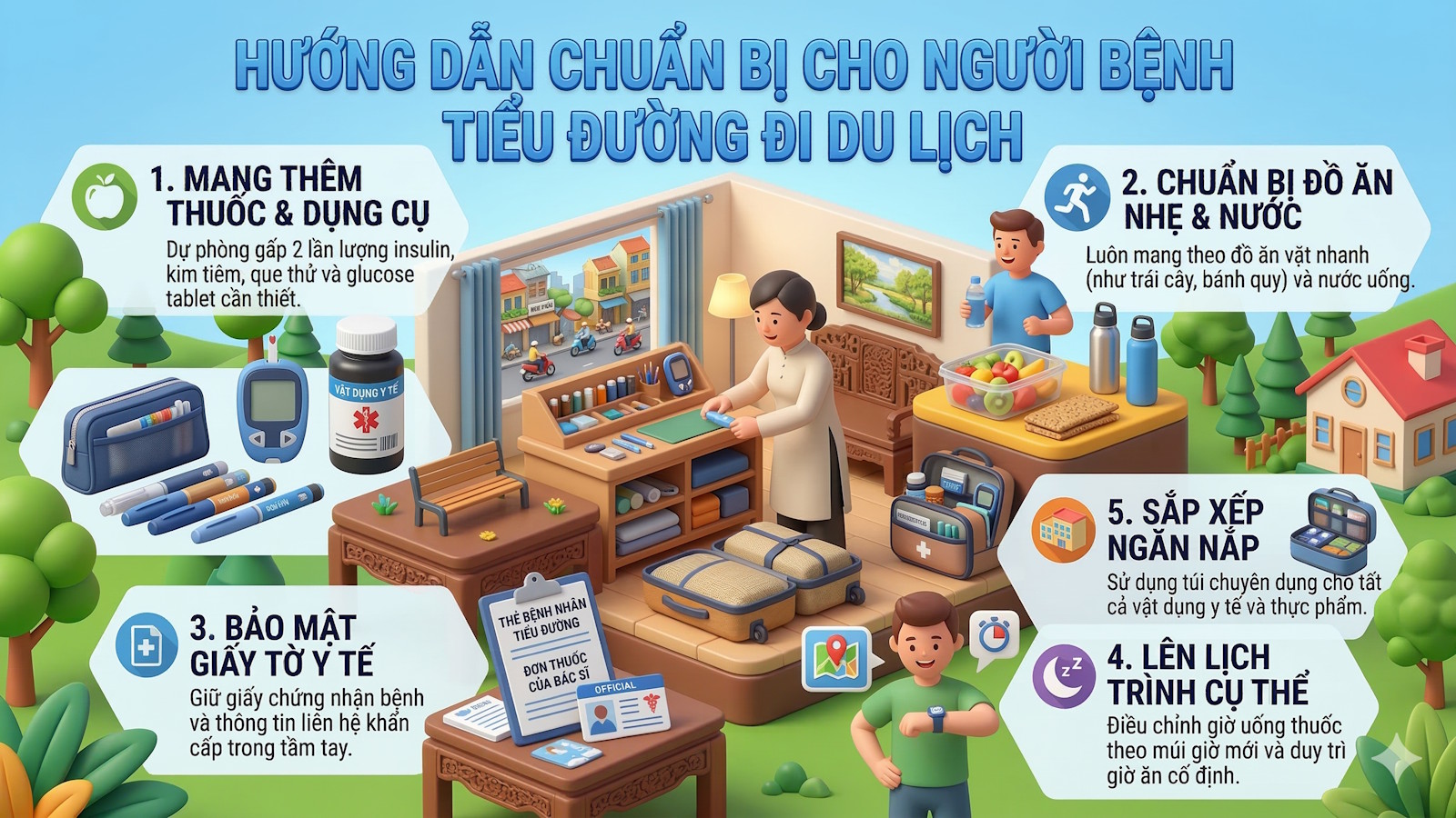 Những thứ quan trọng bệnh nhân tiểu đường nên chuẩn bị khi đi du lịch